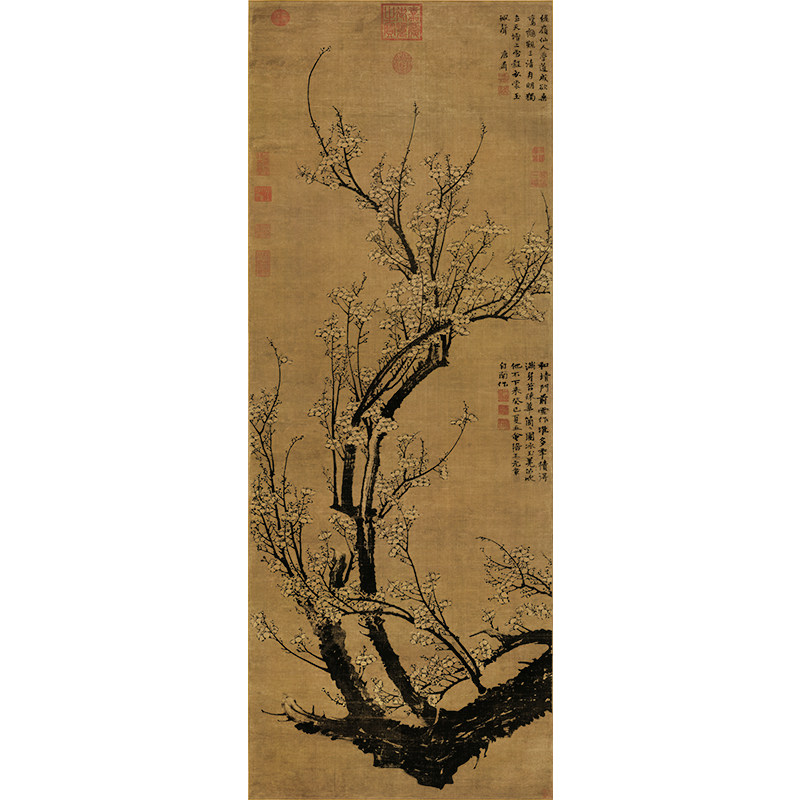 古代名画复制王冕南枝春早图国画梅花梅兰竹菊微喷仿古字画装饰画