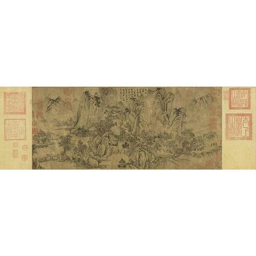高清复刻北宋燕肃春山图国画水墨全景山水画文人画艺术微喷装饰画