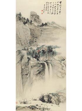 1:1张大千宝积寺名家真迹国画艺术微喷名画复制品临摹装饰收藏