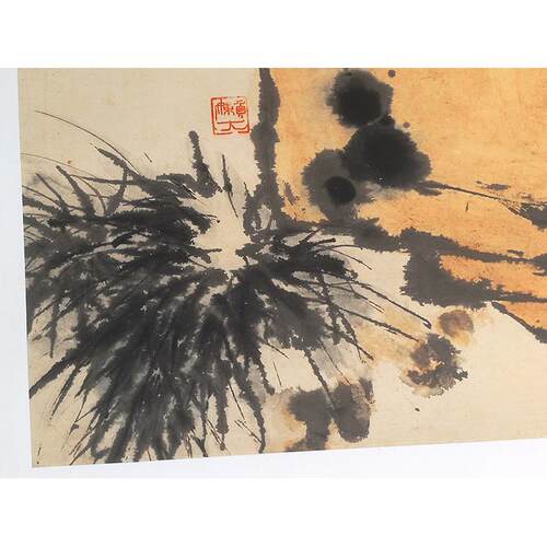 1:1潘天寿小憩写意花鸟画国画艺术微喷古代名画复制品客厅装饰画