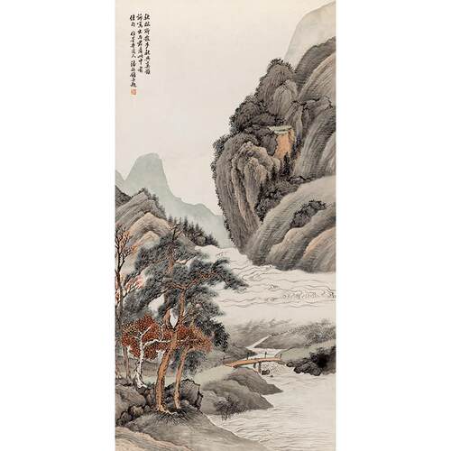 名画复制品潘振镛仿吴历山水水墨画山水画国画艺术微喷临摹装饰画