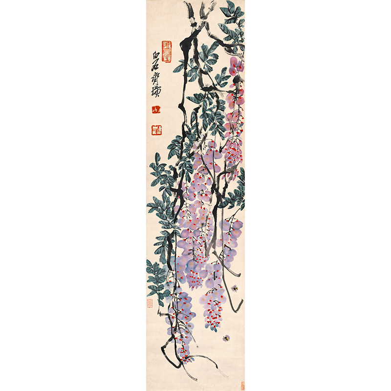 名画复制品齐白石藤萝图写意水墨花鸟画国画艺术微喷临摹装饰画