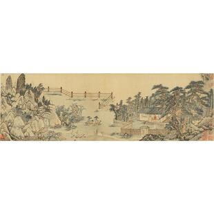 高清复刻明代杜琼友松图国画庭院小景文人画别号图艺术微喷装饰画