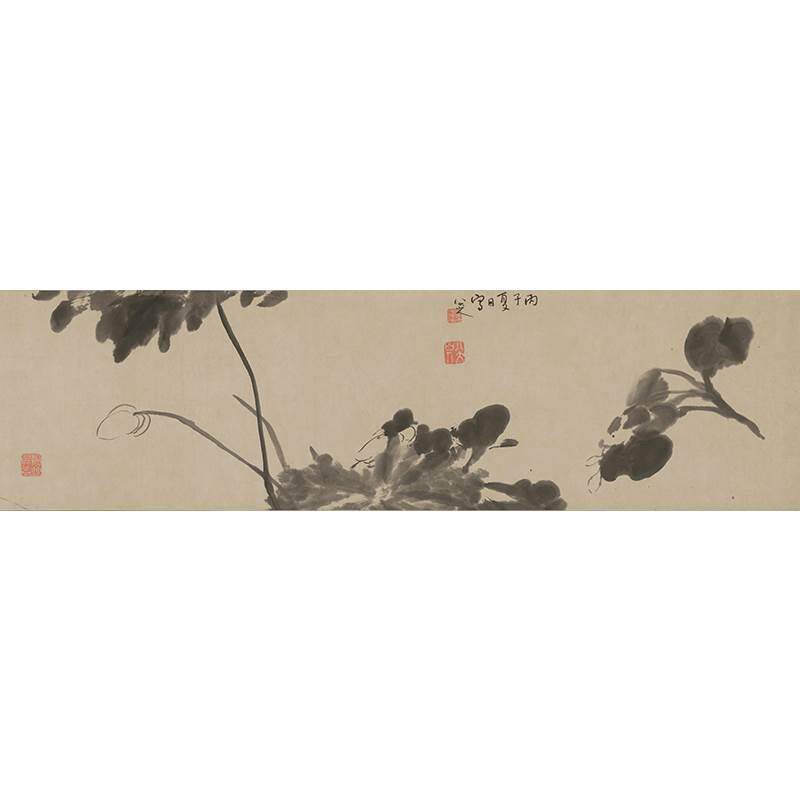 古代名画复制品八大山人朱耷猫石图卷国画水墨画艺术微喷装饰画