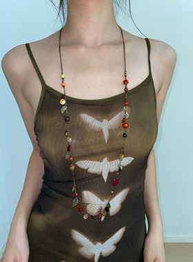 波西米亚风长款彩色串珠项链