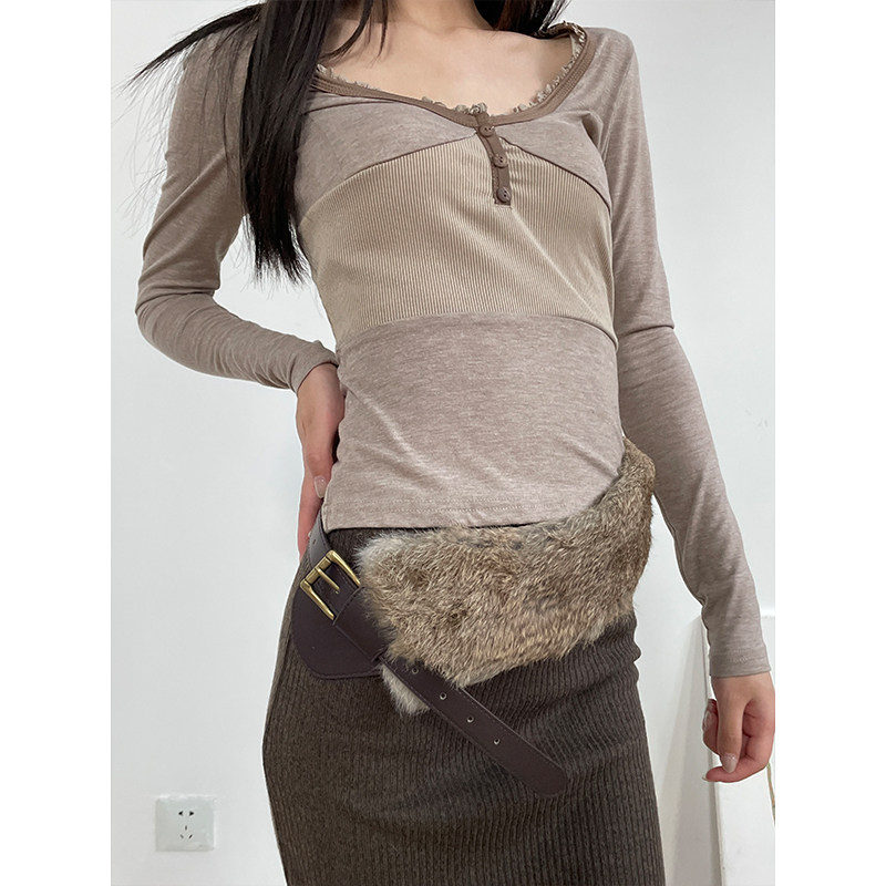 y2k废土风时髦辣妹仿皮草腰带