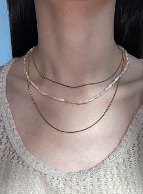 欧美风极简气质叠戴蛇骨链