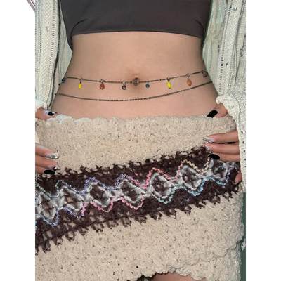 欧美复古彩色石头多种戴法项链