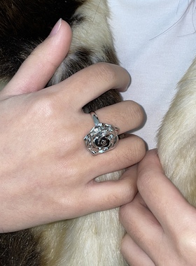 复古高级感立体玫瑰花戒指