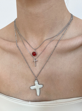 简约百搭巴洛克珍珠十字架项链