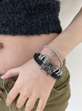 复古朋克风多层蝴蝶手链