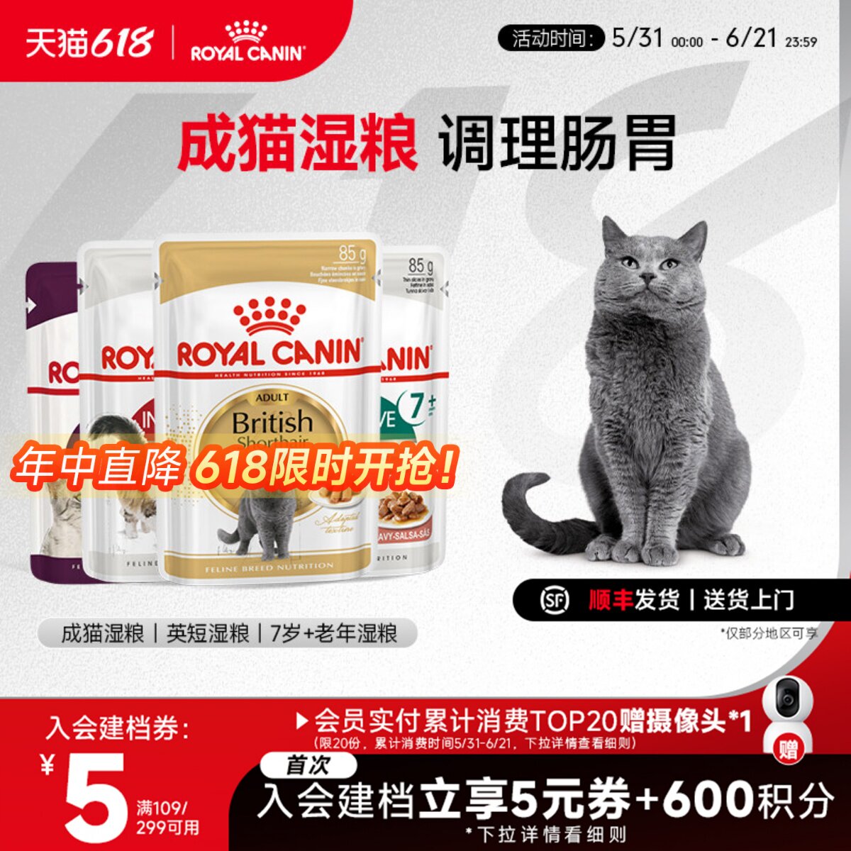 皇家猫粮 成猫通用猫湿粮全价主食级猫咪金银渐层湿粮餐包85g*24
