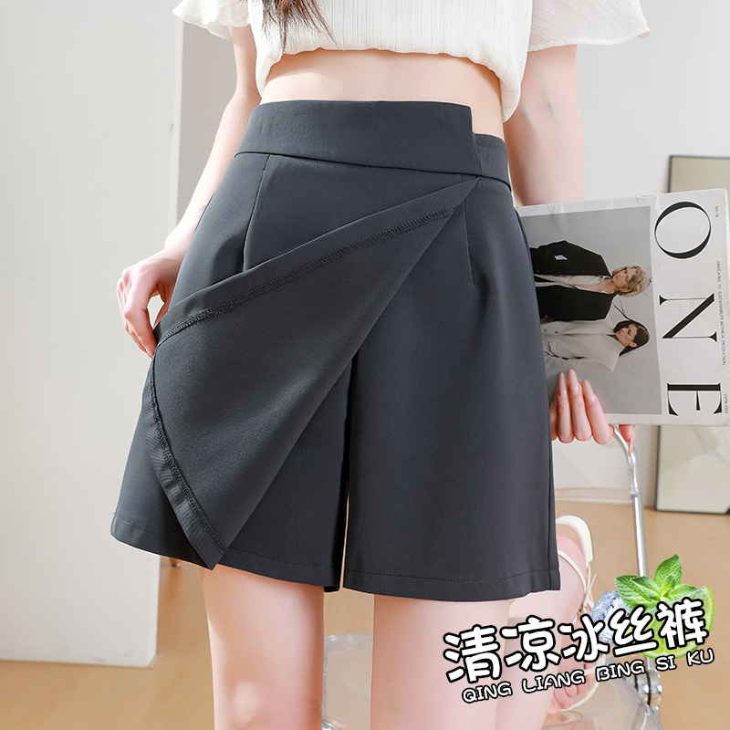 2025新款西装短裤女夏季薄款中裤裙裤高腰宽松冰丝休闲雪纺五分裤