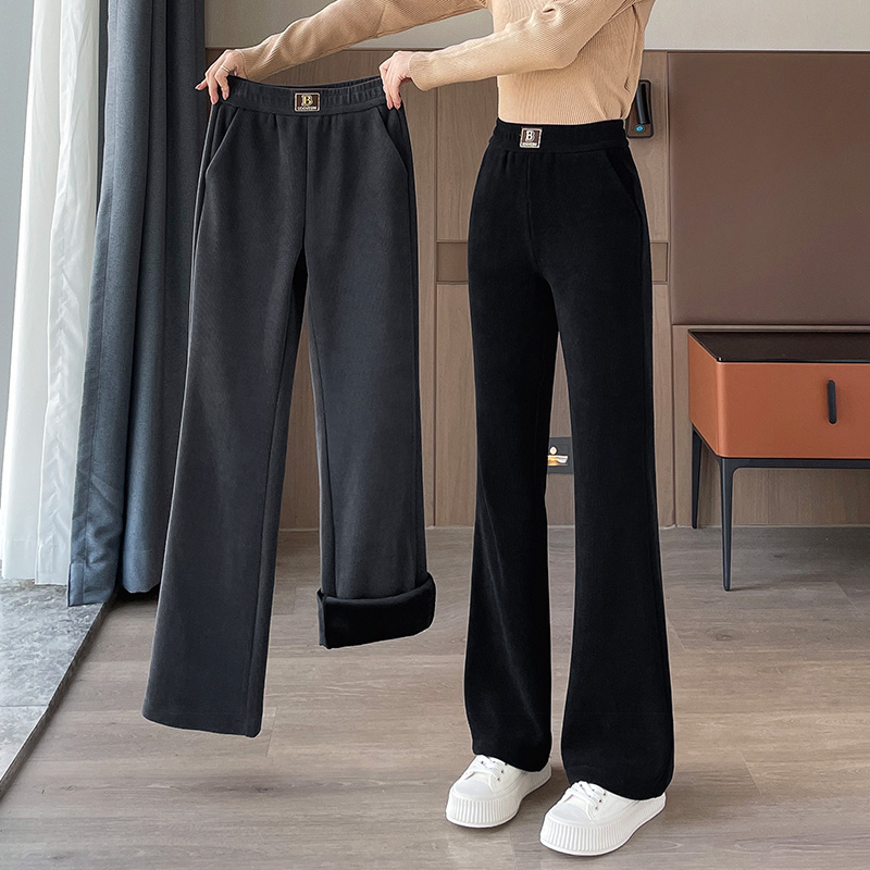 雪尼尔微喇裤女秋冬季2025新款