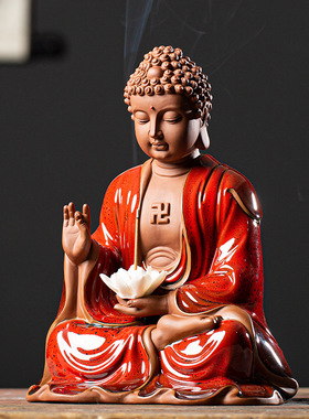 新中式风陶瓷佛祖摆件镇宅工艺品