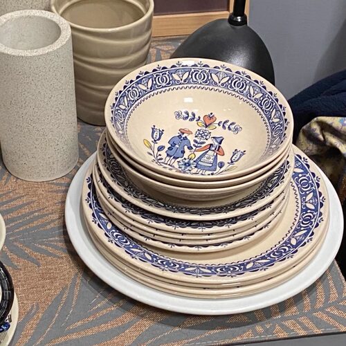 中古风陶瓷手绘咖啡杯下午茶杯花茶杯碟法式早餐深盘甜品盘点心盘