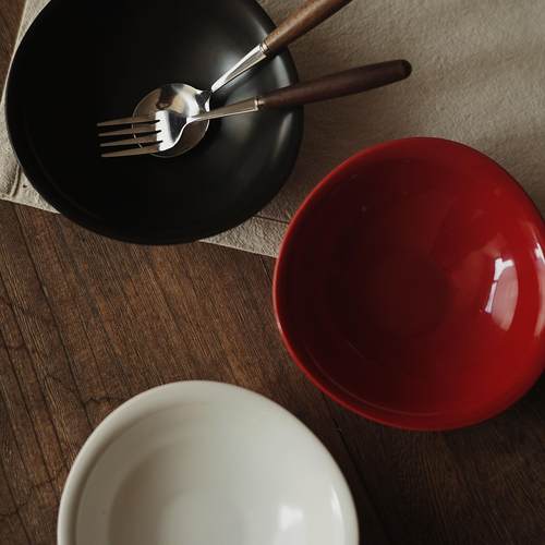 酸奶碗陶瓷餐具麦片碗带勺异形水果碗黑色碗燕麦碗沙拉早餐ins碗