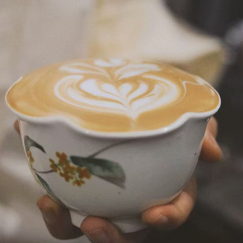 旷野集景德镇咖啡杯女陶瓷杯碟套装花口拿铁杯精致高颜值拉花杯子