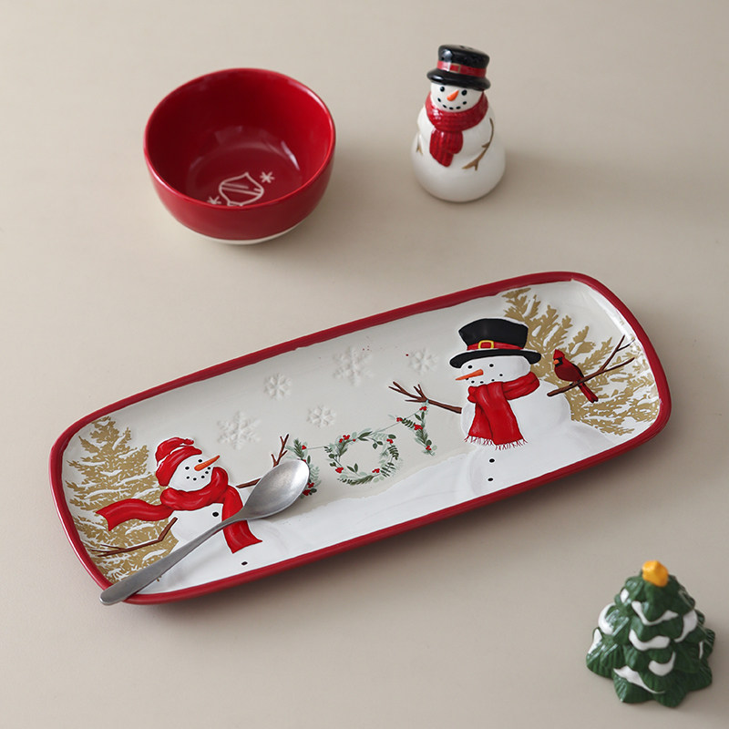 外贸原单高温釉下彩烤盘高颜值陶瓷长方形电烤箱专用侘寂风烤盘碗,餐饮具,盘,淘宝优惠券,粉丝福利购,淘宝优惠卷