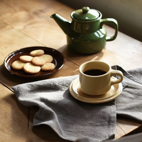 MY家法式怀旧陶瓷早餐红茶零食托盘碟 80年代咖啡馆厚壁咖啡杯碟
