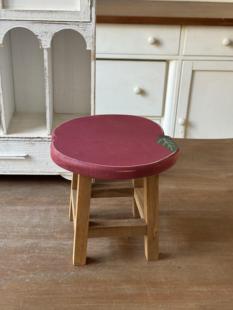 中古花园花架板凳木质装饰摆件做旧花凳四足小圆凳置物架苹果板凳