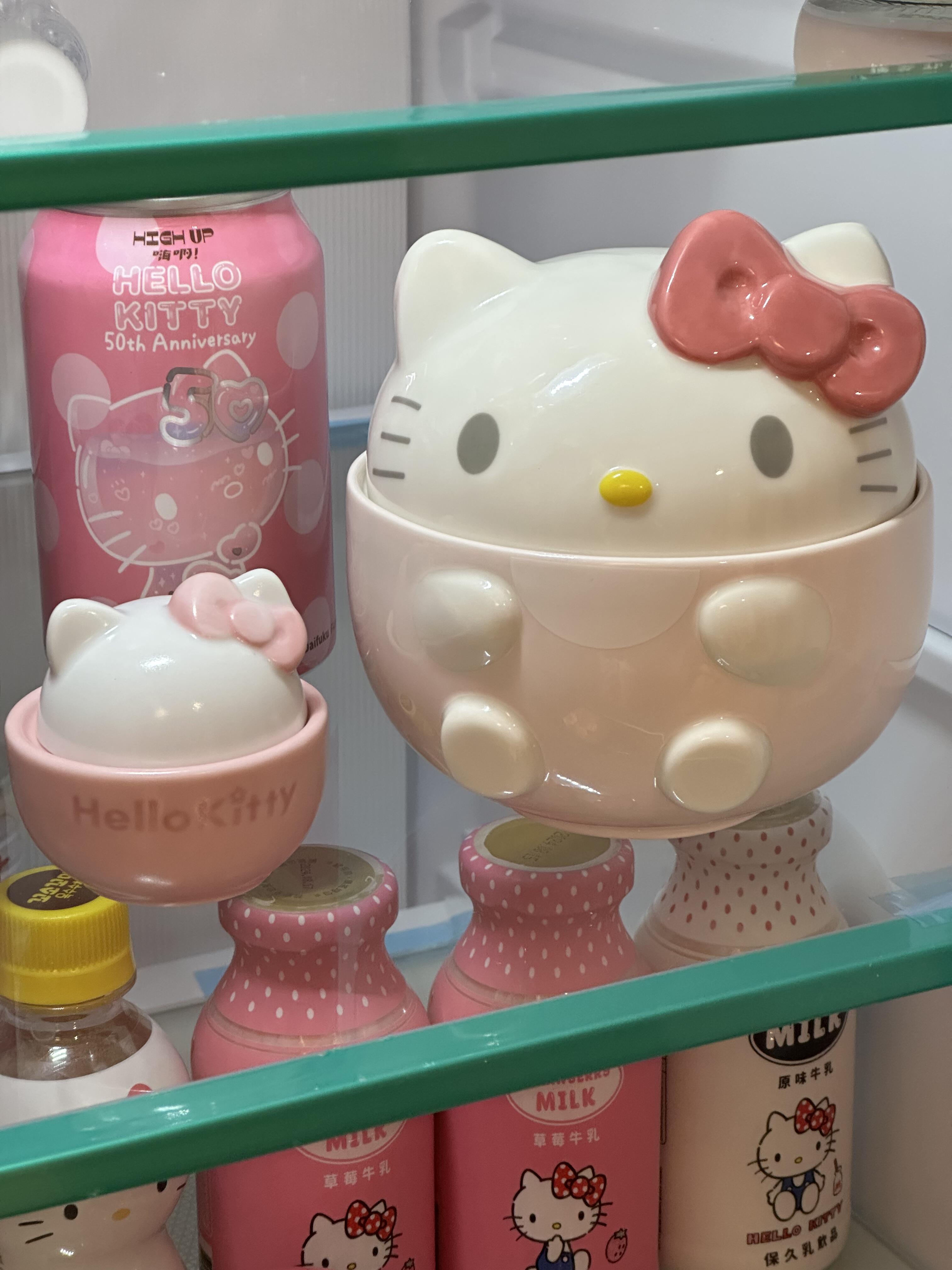 现货代购三丽鸥可爱高颜值可爱猫咪盖碗美乐库洛米造型陶瓷碗套装