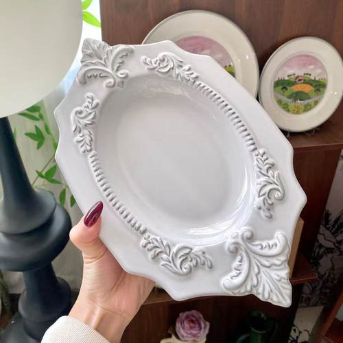 astier de villatte法国黑陶土cube咖啡碟杯碟甜品菜碟水果盘子碗