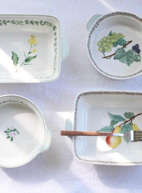 现货Noritake则武EnglishHerbs香草花卉陶瓷圆盘餐盘碟子小碗烤盘