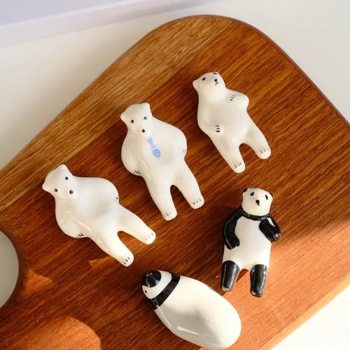 现货纯手工职人手作熊五郎系筷架 5只装陶瓷高颜值少女心筷托筷枕