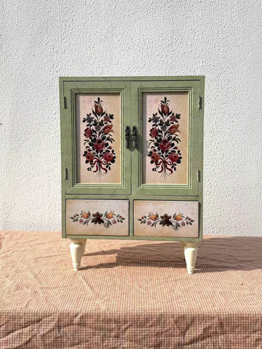 外贸订单 出口欧美设计师款手工实木复古黄色玻璃展示柜娃娃柜