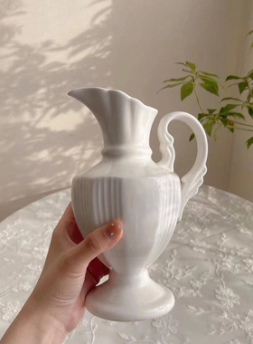 露凝白色法式浮雕花瓶摆件客厅餐桌玄关电视柜装饰摆设陶瓷插花