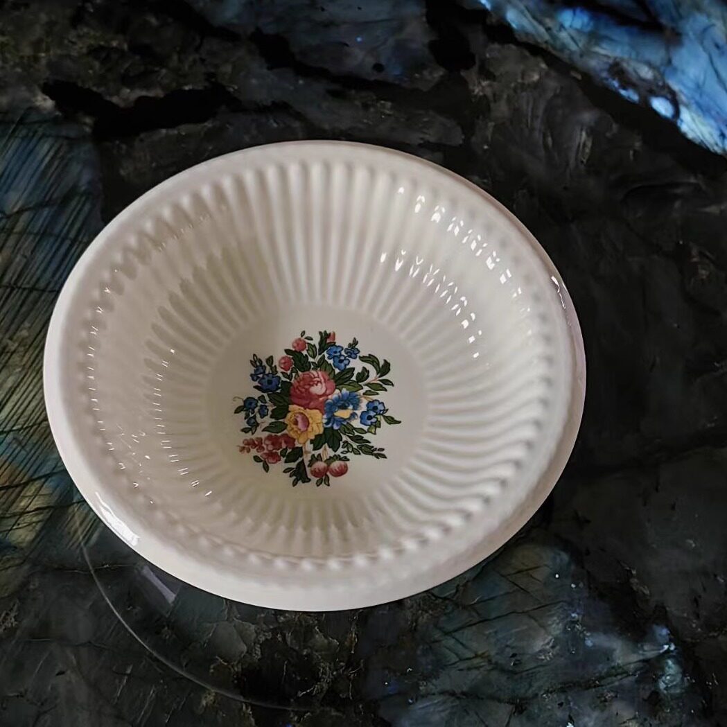 复古中古咖啡杯景德镇好看系马克杯欧式奶油珍珠白中古餐盘沙拉碗