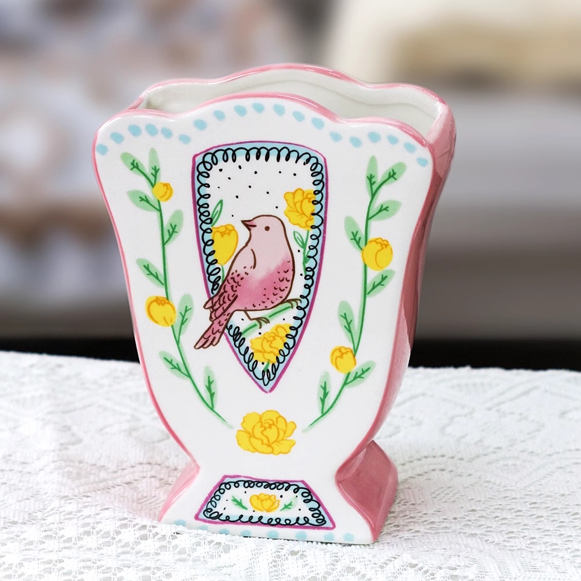 新中式手绘景德镇复古陶瓷花瓶水培插花器家居客厅桌面装饰品摆件