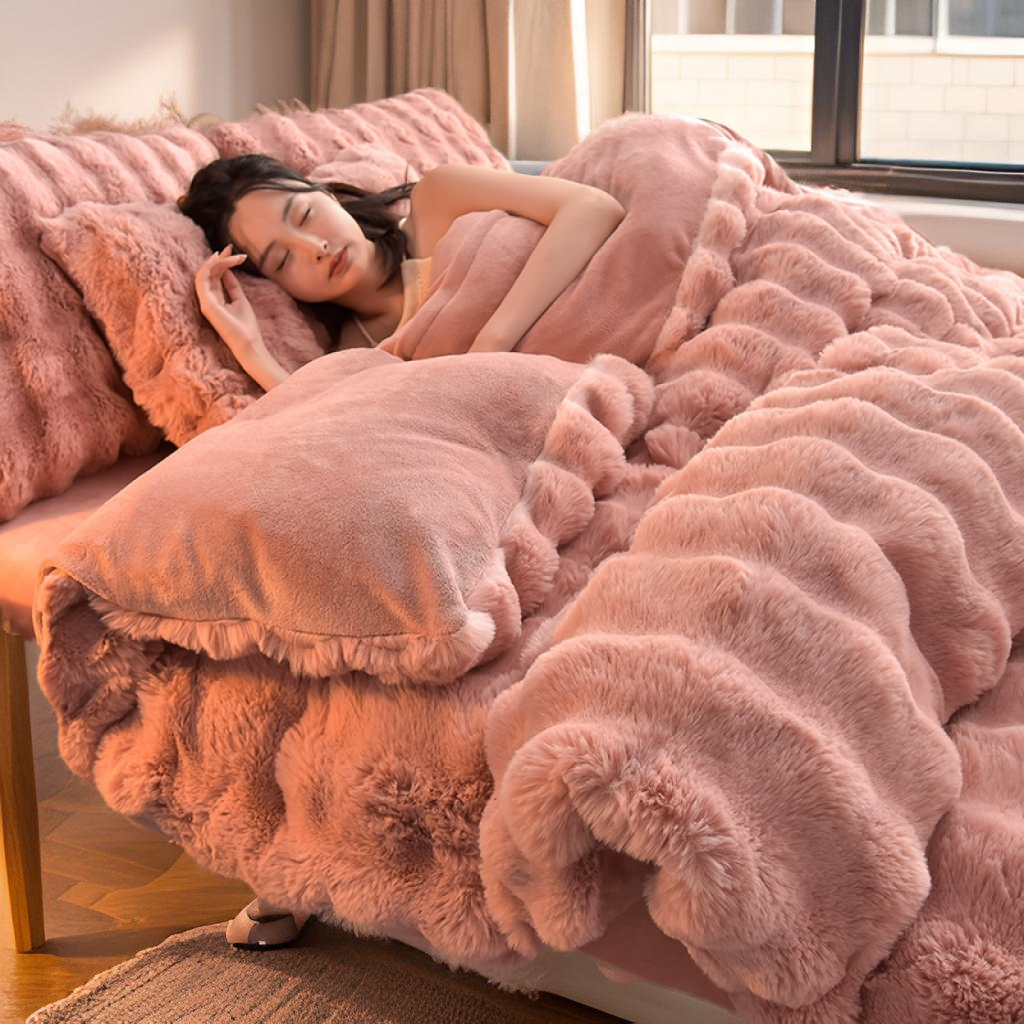 加厚冬季兔兔绒加绒床上四件套公主风毛绒双面牛奶珊瑚绒床单被套,床上用品,床品套件/四件套/多件套,淘宝优惠券,粉丝福利购,淘宝优惠卷