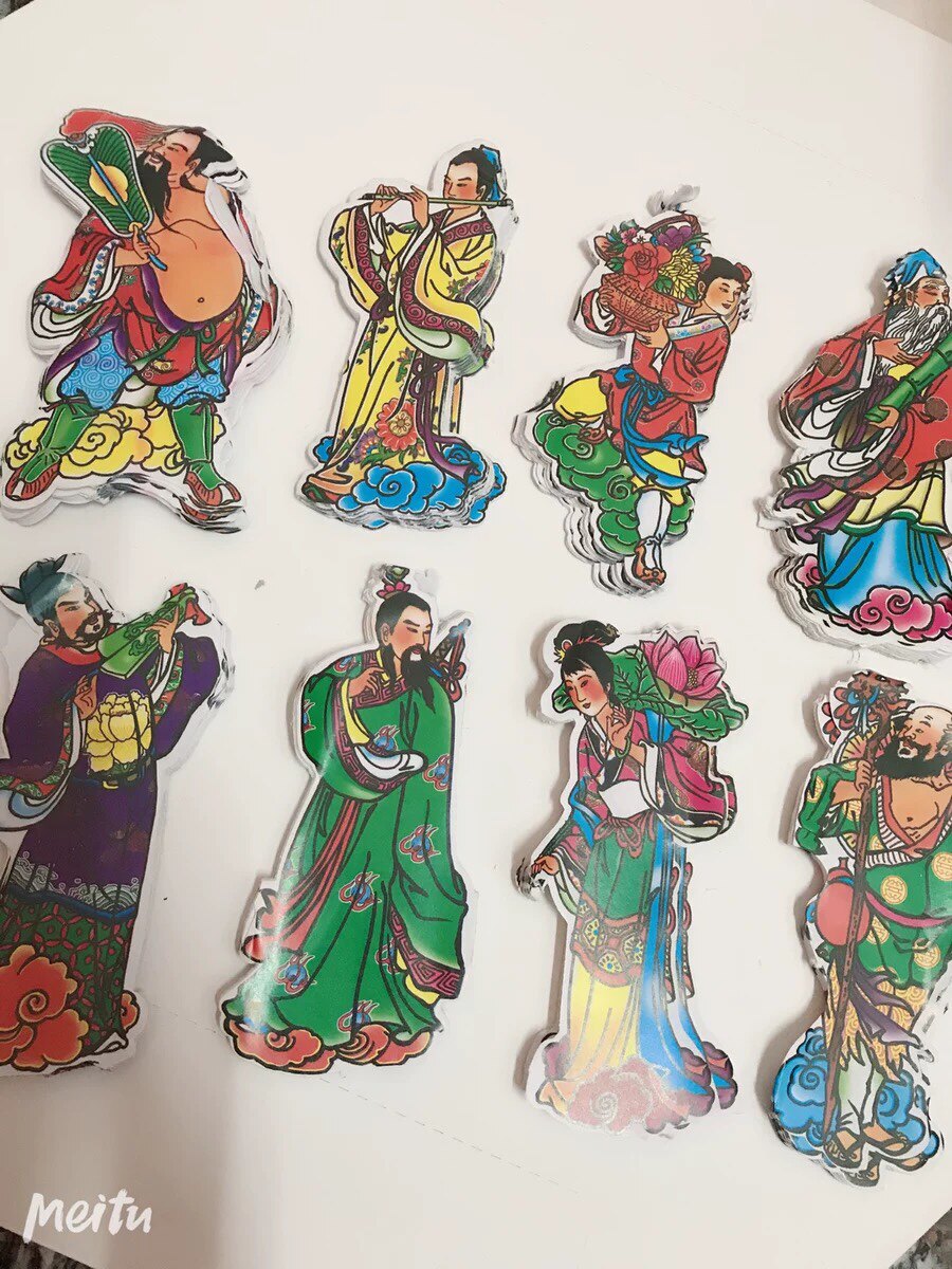 구리 종이 종이 넥타이 용품 왁스 종이 여덟 불멸 수제 스티커 TIANGONG 좌석 스티커 여덟 불멸 스티커 100 세트