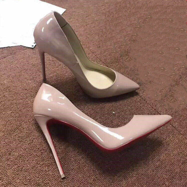 恨天高尖头超高跟鞋细跟12cm单鞋模特走秀浅口特大码 44 45 46 47