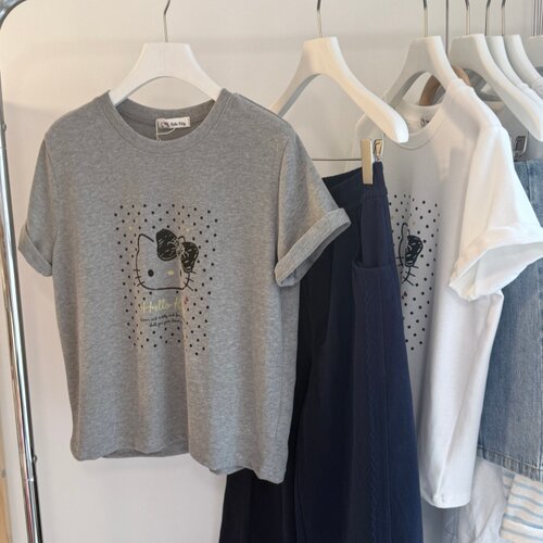 卡通韩系正肩圆领短袖女T