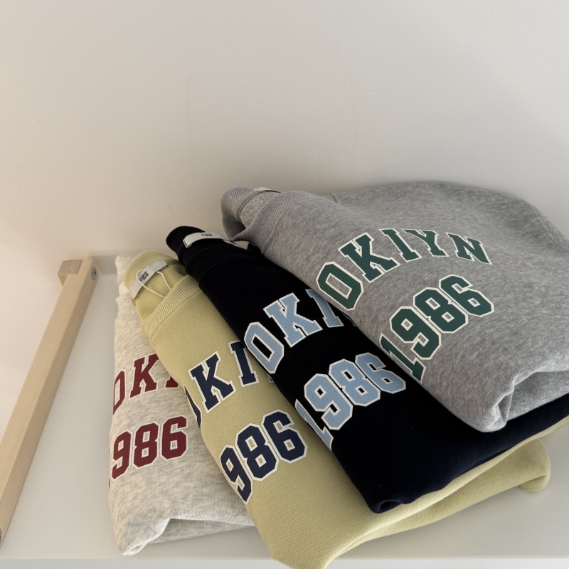 撞色字母韩系圆领卫衣秋款