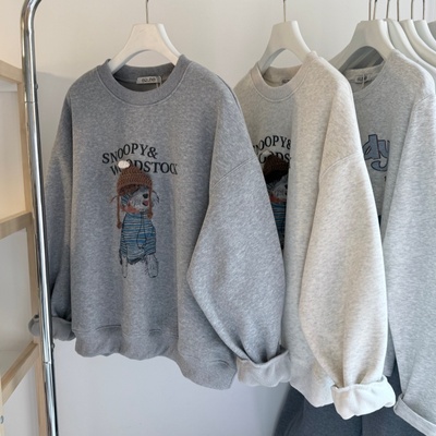 毛线帽子小狗韩系加绒卫衣女