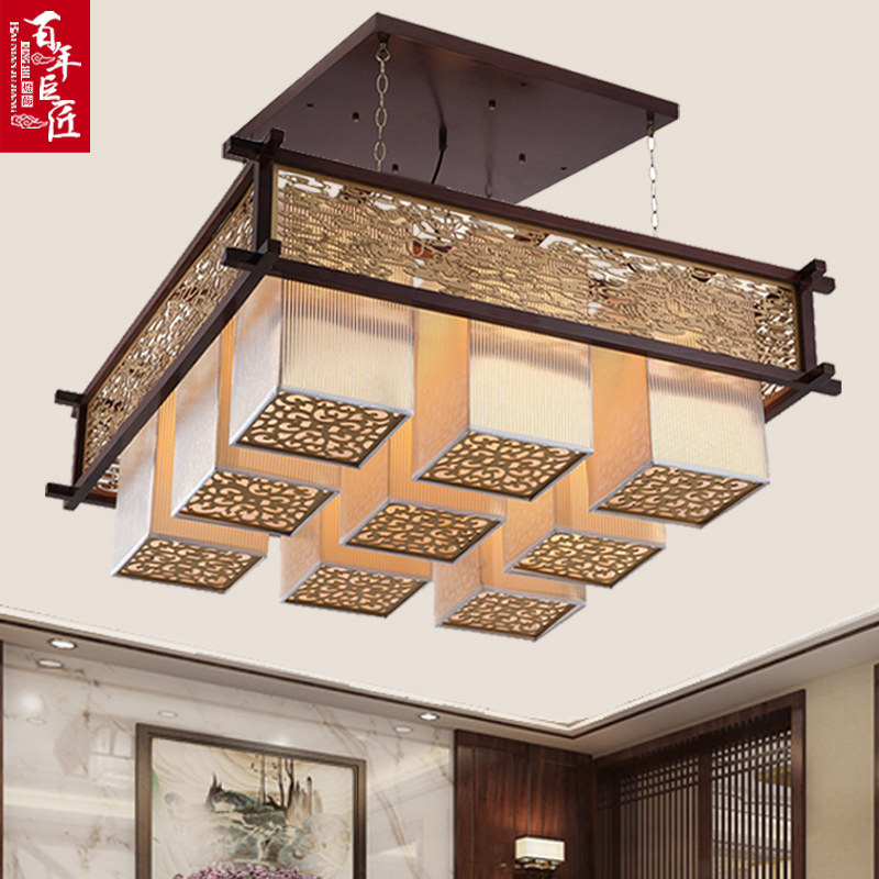 大气中式餐厅吊灯仿古实木