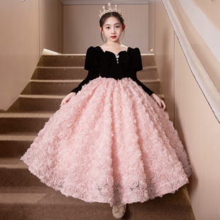 出租儿童礼服女童高端轻奢主持人公主裙女孩生日钢琴演奏演出冬季