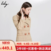 Lili lily2019 mùa đông phụ nữ Lily kẻ sọc áo len dài áo len 118430F1609 - Trung bình và dài Coat áo khoác nữ