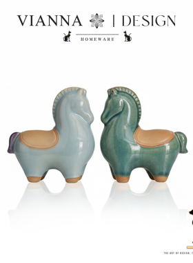 VIANNA家居创意陶瓷生肖马摆件