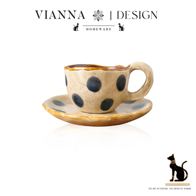 VIANNA复古风陶瓷咖啡杯碟拿铁杯