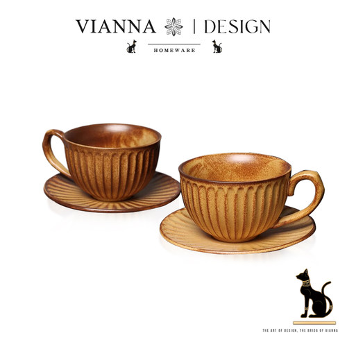 VIANNA复古咖啡杯粗陶杯子