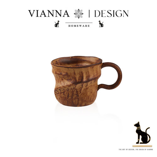 VIANNA复古小众异形粗陶马克杯