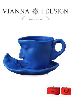 VIANNA丨ISABE脸半杯·小众设计立体陶瓷咖啡杯花茶杯送礼水杯