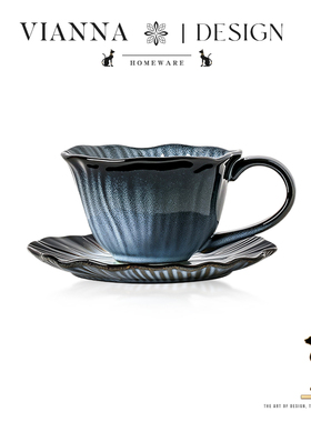 VIANNA丨雾羽·USCX复古窑变陶瓷咖啡杯高颜值拿铁杯拉花杯釉下彩