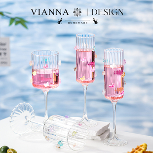 VIANNA丨彩蝶·CAID高颜值玻璃香槟杯女生家用高脚杯红酒杯甜酒杯