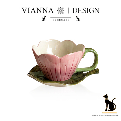 VIANNA釉下彩郁金香咖啡杯碟